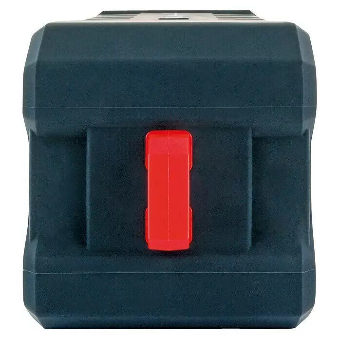 Schwaiger Bluetooth-Lautsprecher Outdoor - Akkulaufzeit: 12 h, IP67, Schwarz/Gelb, 7,3 x 20 x 8,3 cm - Dunkelblaue rechteckige Kunststoffbox mit auffälligem rotem Zentralverschluss.