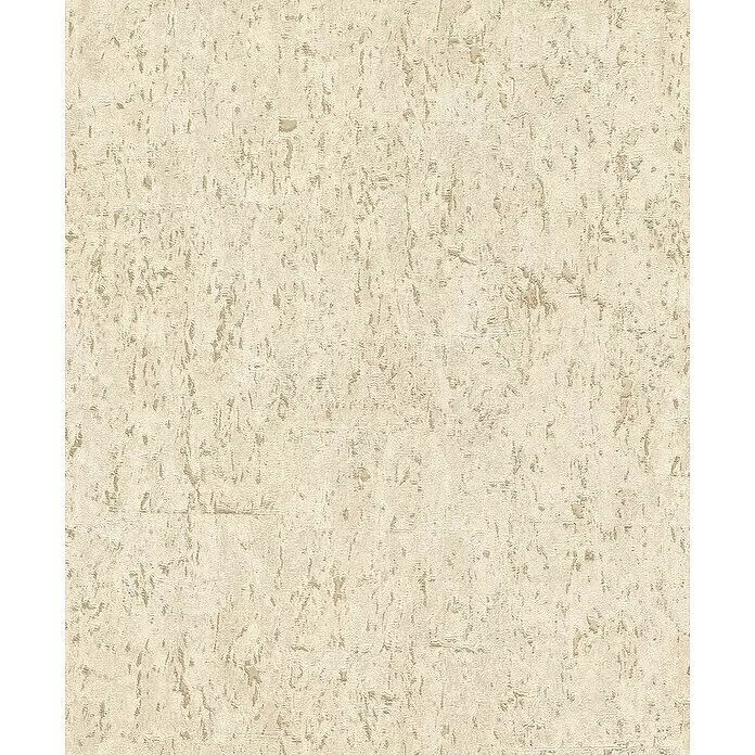 Rasch Curiosity Vliestapete Korkoptik - Beige, Holzoptik, 10,1 x 0,53 m - Hellbeige strukturierte Tapete oder Oberfläche mit abstrakten, leicht erhabenen Mustern in einem dunkleren Beigeton, geeignet für die Inneneinrichtung.
