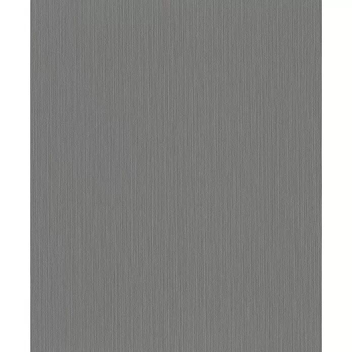 Rasch Curiosity Vliestapete - Grau, Uni, 10,1 x 0,53 m - Graues Material mit feiner, vertikal gerippter Textur.