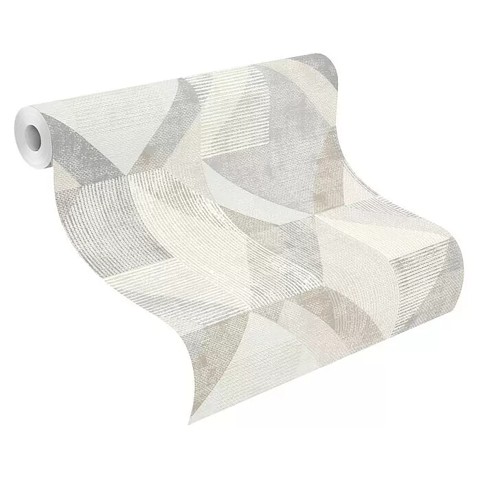 Rasch Color your life Vliestapete - Grau, Beige, Braun, Grafisch, 10,1 x 0,53 m - Rolle strukturierter Tapete mit abstraktem geometrischem Muster in Grau-, Beige- und Cremetönen.