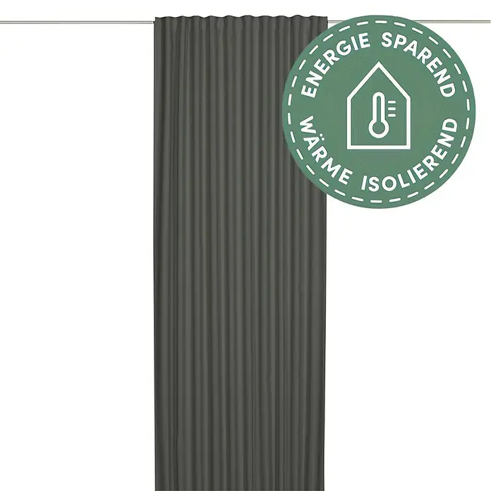 Elbersdrucke Verdunkelungsvorhang Midnight - 140 x 255 cm, 100 % Polyester, Grau - Grauer Verdunkelungsvorhang mit energiesparendem, wärmeisolierendem Siegel für ein gemütliches Ambiente und zur Reduzierung des Energieverbrauchs.