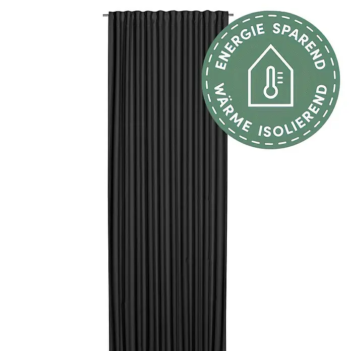 Elbersdrucke Verdunkelungsvorhang Midnight - 140 x 255 cm, 100 % Polyester, Schwarz - Ein dunkler, energieeffizienter Vorhang, der Wärme isoliert und gleichzeitig Energie spart, ideal für jedes Zuhause.