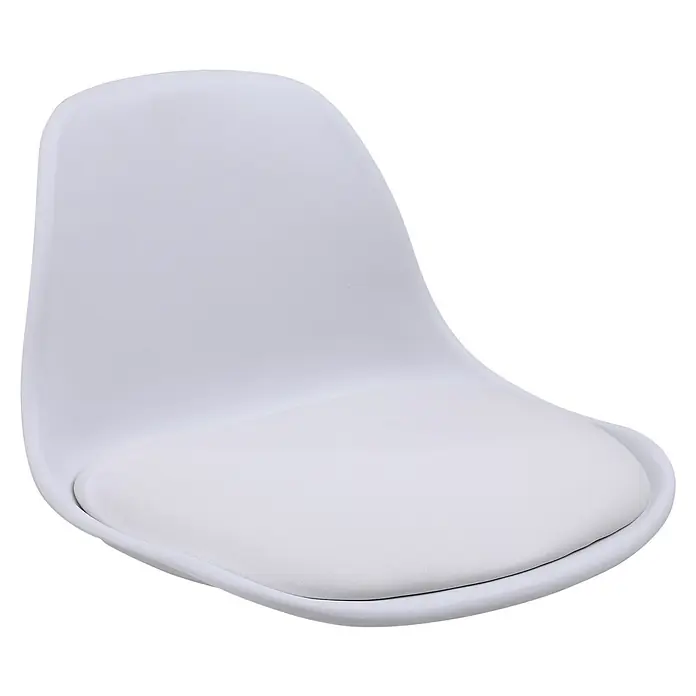 Fulmo Asiento Deva - Blanco, Taburete - Primer plano de una elegante silla blanca con un asiento cómodo, sobre un fondo negro neutro.