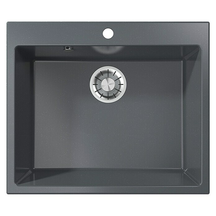 Atron Fregadero encastrable Binary (50,3 x 59,1 cm, Negro, Brillante) | BAUHAUS