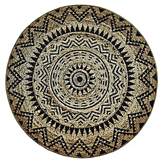Teppich rund Stampa (Natur/Schwarz, Durchmesser: 100 cm, 100 % Polyester)