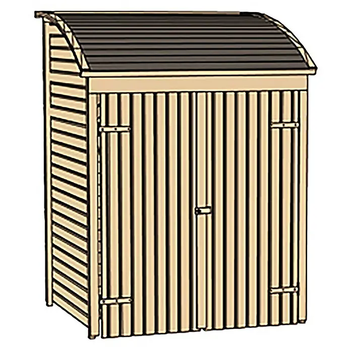 Weka Gerätehaus 394 - Außenbreite inkl. Dachüberstand: 171 cm, Außentiefe inkl. Dachüberstand: 138 cm, Holz, Natur - Bild eines Holzschuppens mit gewölbtem Dach, ideal für die Gartenaufbewahrung. Praktisch und stilvoll.