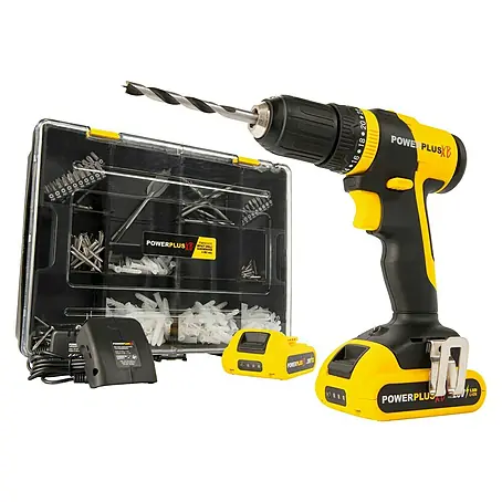 PowerPlus  Taladro atornillador percutor de batería POWXB10070