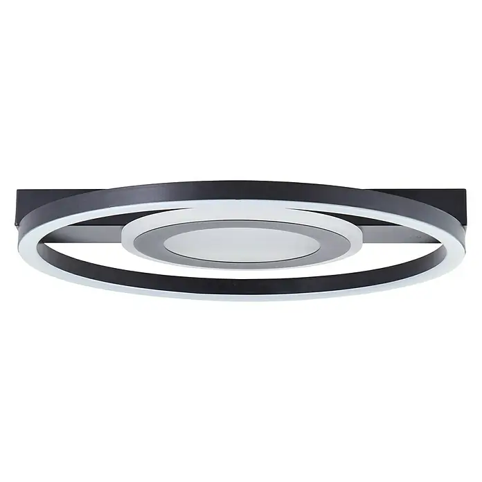 Brilliant LED-Deckenleuchte Maureen - 22 W, L x B x H: 37 x 37 x 5 cm, Schwarz, Warmweiß - Moderne Deckenleuchte mit kreisförmigem Design. Die Lampe verfügt über einen integrierten LED-Streifen und eine runde zentrale Lichtquelle.