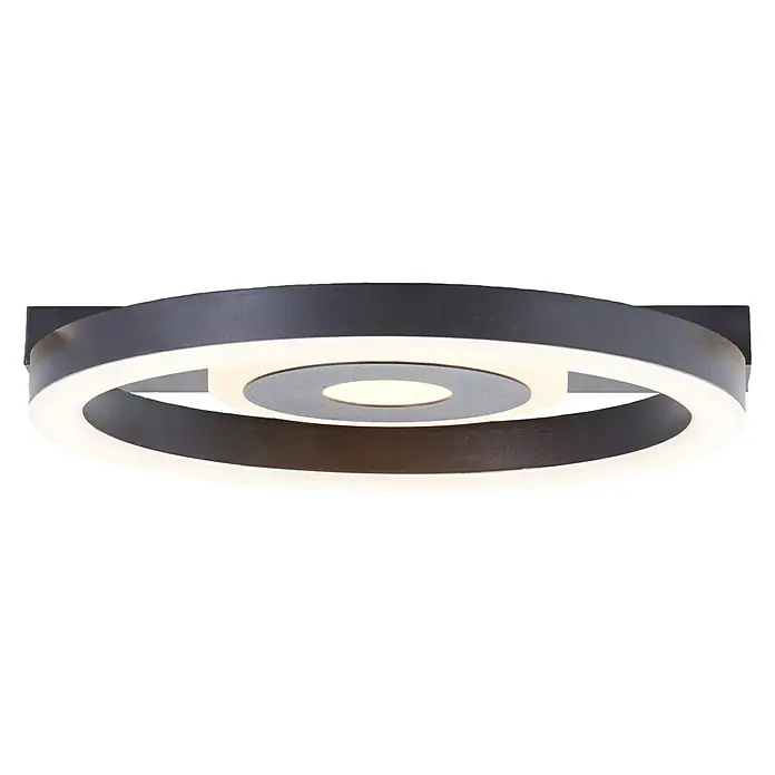 Brilliant LED-Deckenleuchte Maureen - 12 W, L x B x H: 20 x 20 x 5 cm, Schwarz, Warmweiß - Moderne LED-Deckenleuchte mit kreisförmigem Design und integrierter Beleuchtung für ein stilvolles Ambiente.