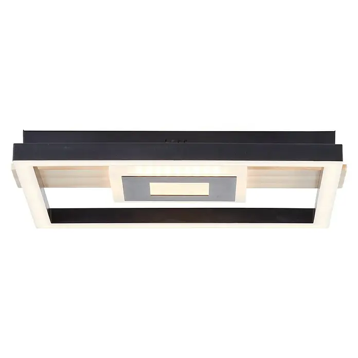 Brilliant LED-Deckenleuchte Baldo - 24 W, L x B x H: 27,5 x 29,5 x 5,5 cm, Schwarz, Warmweiß - Moderne LED-Deckenleuchte mit rechteckigem Design in Schwarz und Weiß für eine stilvolle Beleuchtung.
