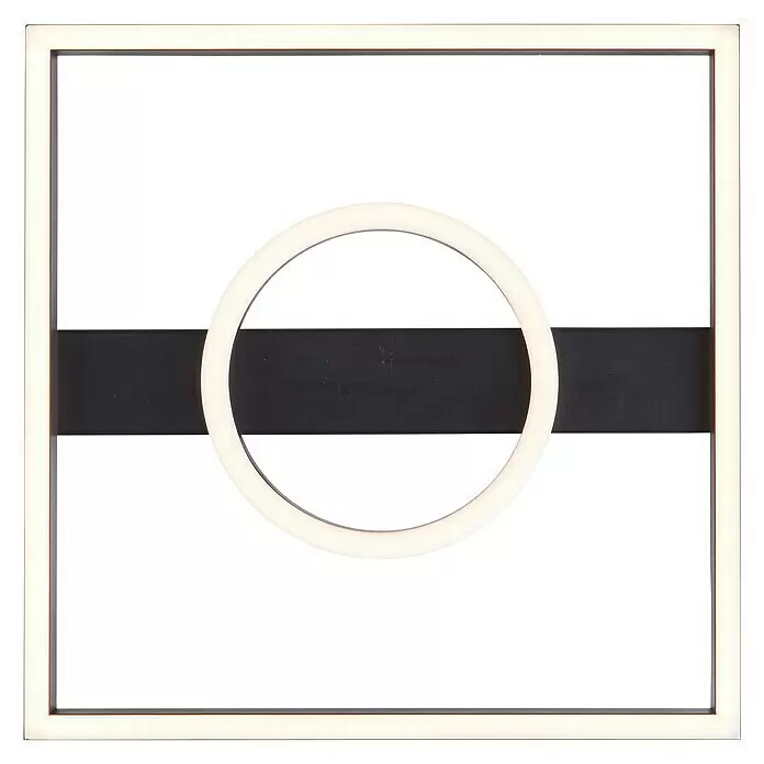 Brilliant LED-Deckenleuchte Maureen - 24 W, L x B x H: 5 x 40 x 40 cm, Schwarz, Warmweiß - Quadratische LED-Leuchte mit einem schwarzen Querbalken und einem zentralen leuchtenden weißen Ring.