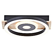 Brilliant LED-Deckenleuchte Maureen (12 W, L x B x H: 20 x 22 x 5,5 cm, Schwarz/Holz, Warmweiß) | BAUHAUS