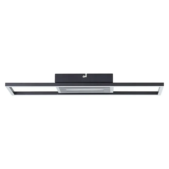 Brilliant LED-Deckenleuchte Besson - 24 W, L x B x H: 16 x 55 x 4 cm, Schwarz, Warmweiß - Moderne LED-Deckenleuchte mit grauem Rahmen und zentralem Lichtelement für eine stilvolle Beleuchtung in jedem Raum.