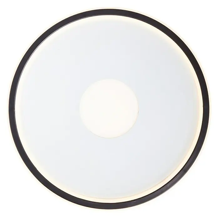 Brilliant LED-Deckenleuchte rund Vegas - 44 W, Durchmesser: 50,8 cm, Weiß, Mehrfarbig - Runde Deckenleuchte mit schwarzem Rand und zentralem Lichtpunkt, die ein sanftes, diffuses Licht im Raum verteilt.