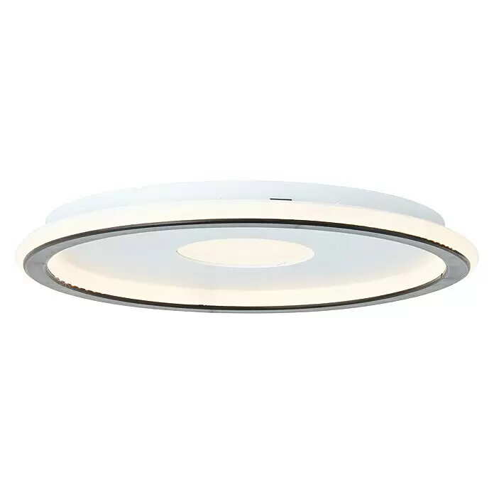 Brilliant LED-Deckenleuchte rund Vegas - 24 W, Durchmesser: 30,8 cm, Weiß, Warmweiß - Moderne runde LED-Deckenleuchte mit weißem Gehäuse und dunkelgrauem Ring, die warmes Licht abstrahlt.