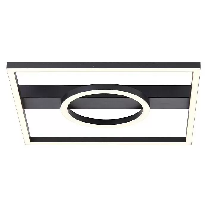 Brilliant LED-Deckenleuchte Maureen - 24 W, L x B x H: 5 x 40 x 40 cm, Schwarz, Warmweiß - Moderne schwarze LED-Deckenleuchte aus Metall mit rechteckigem Außenrahmen und rundem Innenlicht.