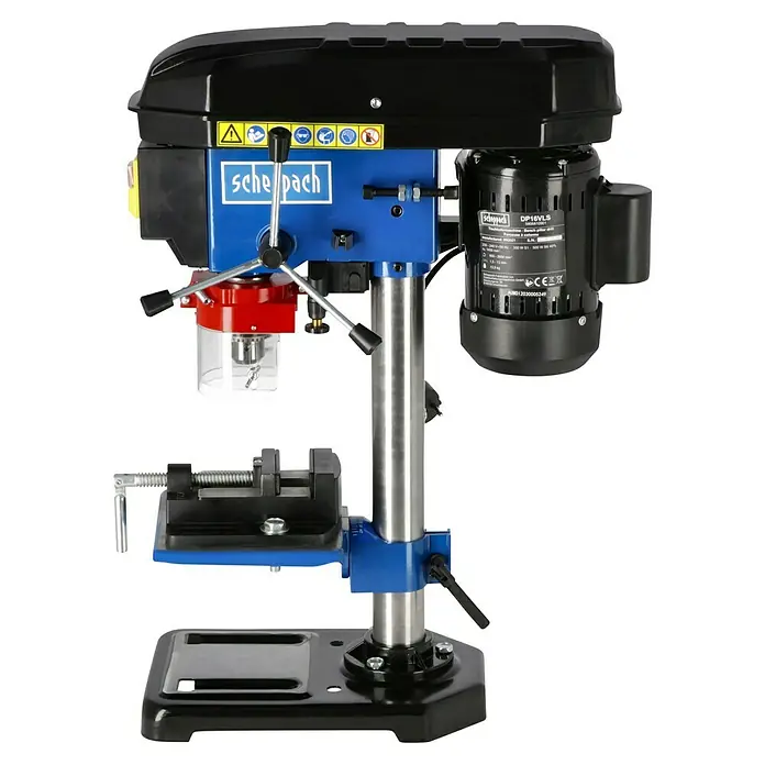 Scheppach Tischbohrmaschine DP16VLS - 500 W, 600 U/min - 2.600 U/min, Spannweite Bohrfutter: 3 mm - 13 mm - Scheppach DP16VLS Tischbohrmaschine, ideal zum präzisen Bohren in Werkstätten. Robuster Bohrmaschine mit variabler Geschwindigkeitseinstellung.