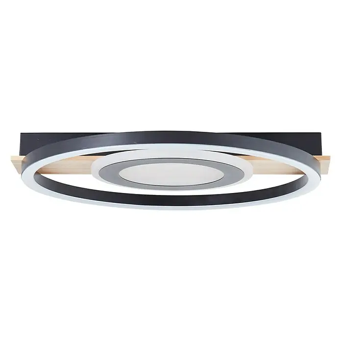 Brilliant LED-Deckenleuchte Maureen - 22 W, L x B x H: 37 x 39 x 5,5 cm, Schwarz/Holz, Warmweiß - Moderne Deckenleuchte mit kreisförmigem Design in Grau und Weiß, ideal für stilvolle Innenräume. Elegante Beleuchtungslösung.
