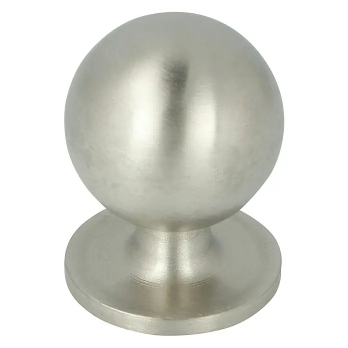 Möbelknopf - Typ Möbelgriff: Knopf, Ø x H: 25 x 32 mm, Sonstige, Sonstige - Nahaufnahme eines modernen, runden Möbelknopfs aus gebürstetem Nickel, ideal für Schubladen und Schränke.