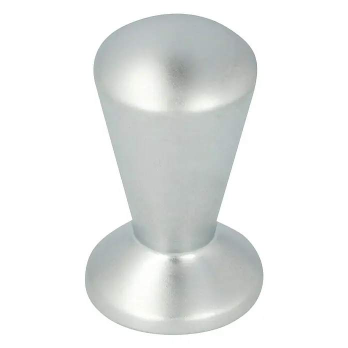 Möbelknopf - Typ Möbelgriff: Knopf, Ø x H: 15 x 28 mm, Sonstige, Verchromt - Nahaufnahme eines silbernen Kaffeestampfers mit abgerundetem Griff und konischer Form. Das Accessoire für Kaffeeliebhaber.