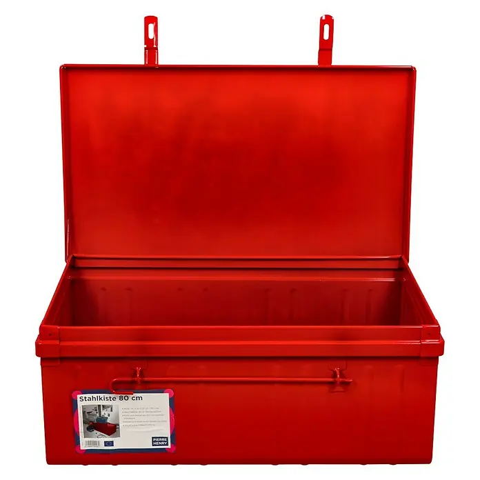 Aufbewahrungs- & Transportbox - L x B x H: 80 x 45 x 35 cm, Rot - Rote Stahlkiste 80 cm, ideal zur Aufbewahrung von Werkzeugen und anderen Gegenständen. Robust und langlebig.