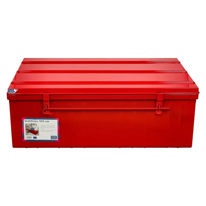 Aufbewahrungs- & Transportbox - L x B x H: 100 x 55 x 40 cm, Rot - Rote Stahlkiste 100 cm von Pierre Henry, ideal zur Aufbewahrung von Werkzeugen und anderen Gegenständen. Robust und langlebig.