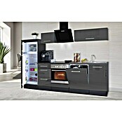 Respekta Premium Composición de cocina (Ancho: 280 cm, Con dispositivos eléctricos, Gris de alto brillo)