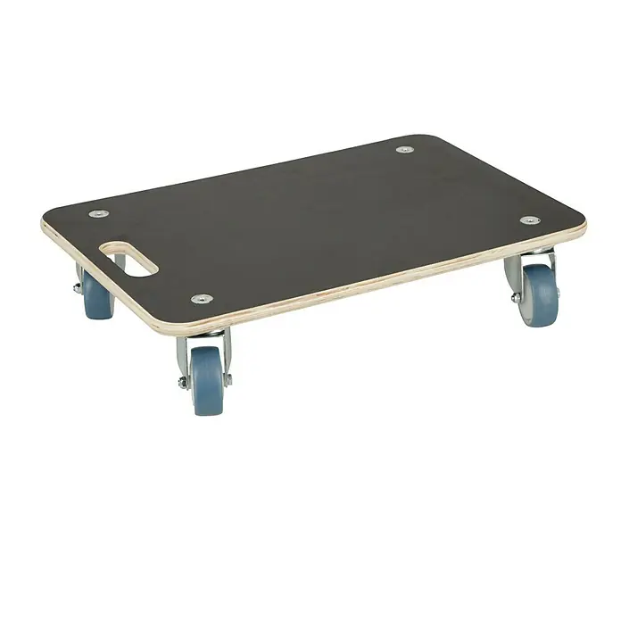 Wagner System Transportroller Cargo Professional - L x B x H: 59 x 39 x 12 cm, Traglast: 500 kg, Kunststoff - Eine schwarze Transportrolle mit vier grauen Rädern und einem Griffloch für einfachen Transport von Gegenständen.