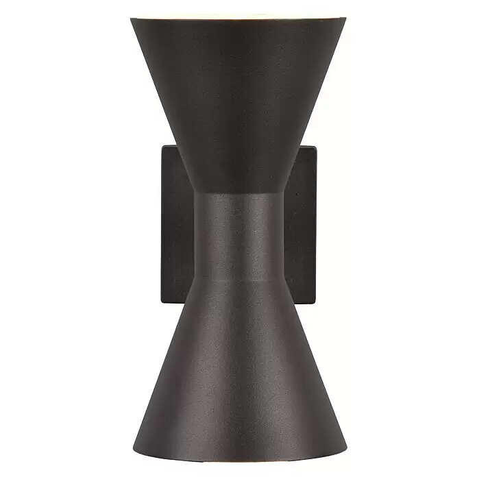 Trio Leuchten Außenwandleuchte ARDAS - 10 W, L x B x H: 15 x 10 x 20 cm, Schwarz, IP44 - Mattschwarze Doppelkegel-Wandleuchte, die nach oben und unten leuchtet.