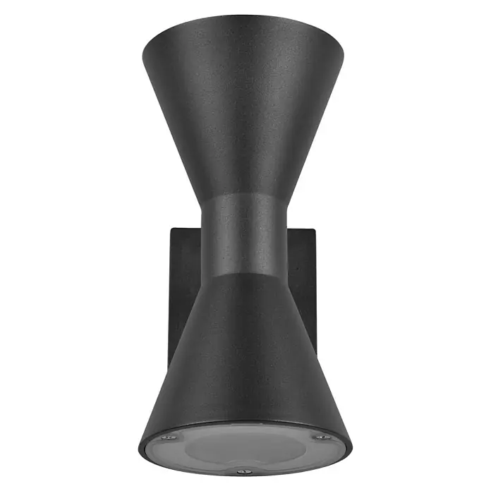 Trio Leuchten Außenwandleuchte ARDAS - 10 W, L x B x H: 15 x 10 x 20 cm, Schwarz, IP44 - Elegante schwarze Außenwandleuchte mit einem einzigartigen, doppelten Kegeldesign, das modernes Flair und funktionale Beleuchtung vereint.