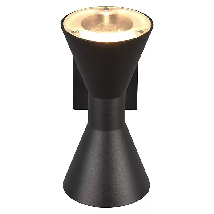 Trio Leuchten Außenwandleuchte ARDAS - 10 W, L x B x H: 15 x 10 x 20 cm, Schwarz, IP44 - Schwarze konische Außenwandleuchte, die nach oben und unten strahlt.