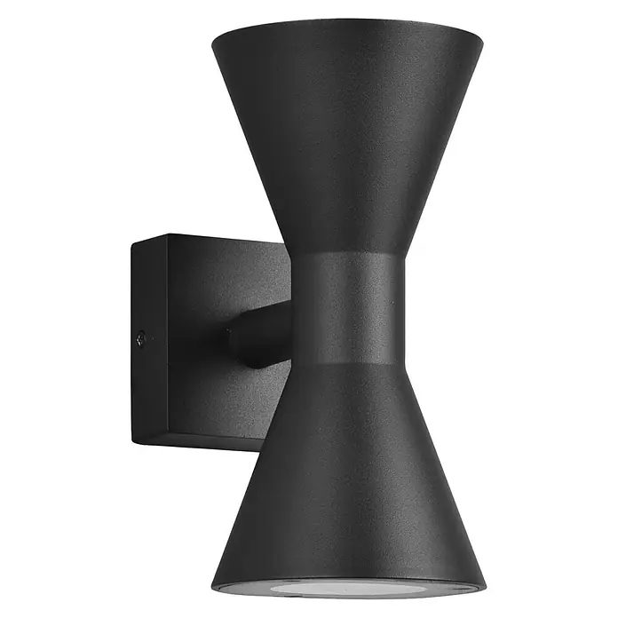 Trio Leuchten Außenwandleuchte ARDAS - 10 W, L x B x H: 15 x 10 x 20 cm, Schwarz, IP44 - Schwarze Doppelkegel-Wandleuchte für stilvolle Beleuchtung. Die Leuchte sorgt für ein modernes Ambiente im Innen- und Außenbereich.