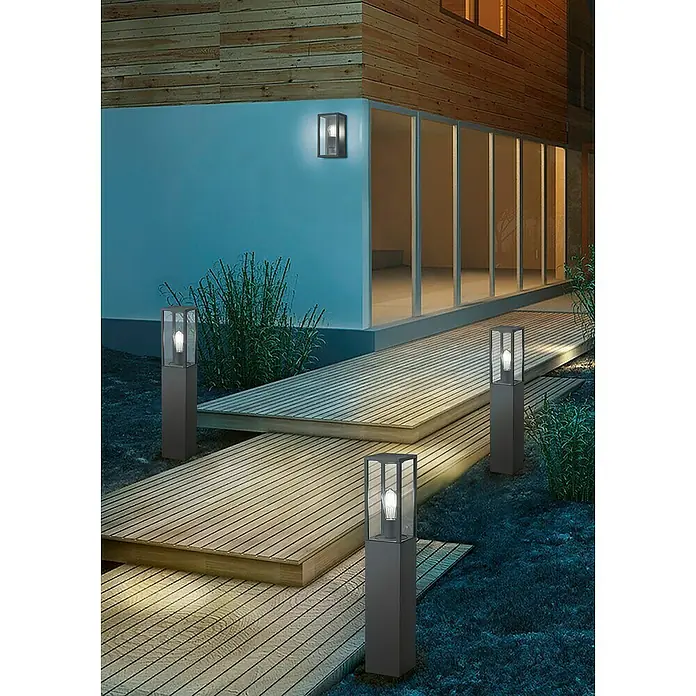Trio Leuchten Garonne Außenwandleuchte - 60 W, L x B x H: 14 x 14 x 26 cm, Grau, IP44, Ohne Bewegungsmelder - Gartenbeleuchtung mit modernen, würfelförmigen Laternen und Wandleuchte, die eine stimmungsvolle Atmosphäre schaffen.