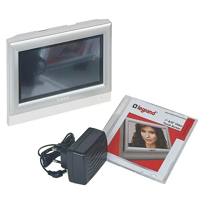 Legrand Videoportero en color adicional 2 hilos 7" -  - Pantalla táctil de vídeo Legrand de 7" y 10" con adaptador de corriente y embalaje. Ideal para sistemas de hogar inteligente y moderna.