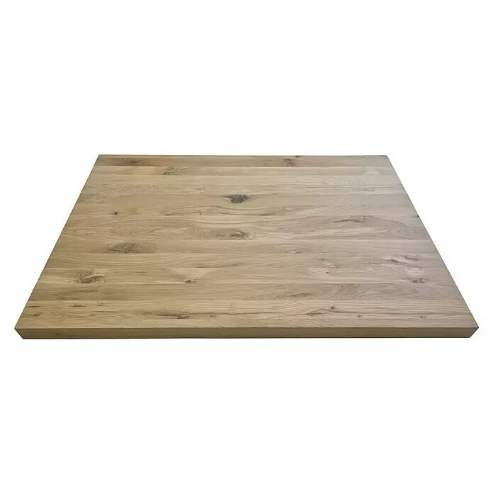 Leimholzplatte Treppenstufe Eiche Rustic - Eiche, Qualitätsstufe Leimholzplatte: B/C, 900 x 650 x 40 mm - Diagonale Ansicht