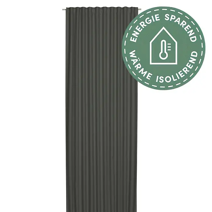 Elbersdrucke Verdunkelungsvorhang Midnight - 140 x 300 cm, 100 % Polyester, Grau - Grauer Verdunkelungsvorhang mit energiesparendem Label. Ideal, um Wärme zu isolieren und Energie zu sparen.