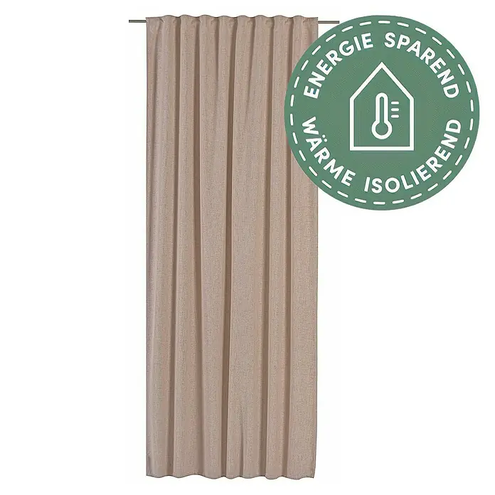 Elbersdrucke Verdunkelungsvorhang Sundown - Beige, B x H: 140 x 255 cm, 100 % Polyester - Ein beiger, wärmeisolierender Vorhang, der Energie spart und für ein angenehmes Raumklima sorgt. Ideal für jedes Zuhause.