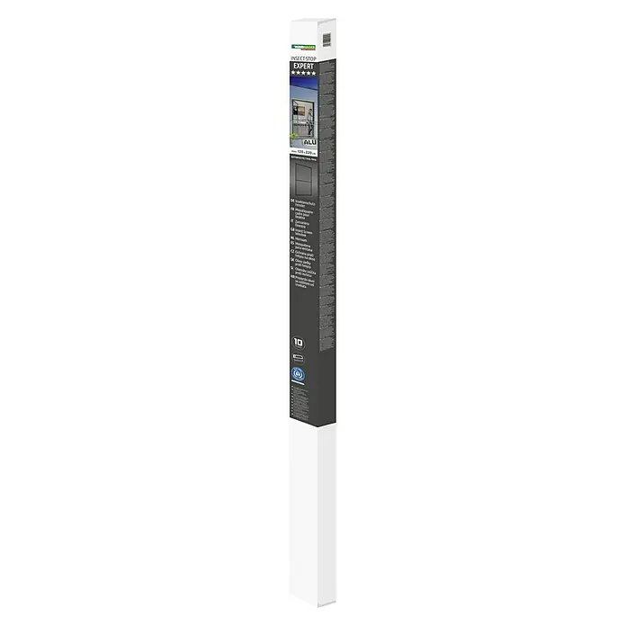 Windhager Insektenschutzfenster Expert - B x H: 120 x 220 cm, Anthrazit, Montage Insektengitter: Klemmen - Produktverpackung für Windhager Insektenschutz-Fenster EXPERT, ein hochwertiger Insektenschutzrahmen aus Aluminium für Fenster mit 5-Sterne-Bewertung.