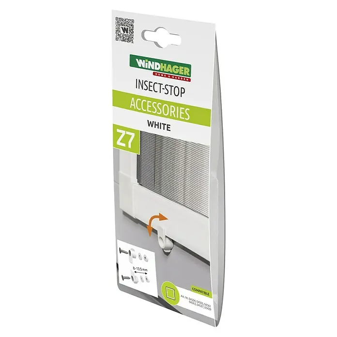 Windhager Befestigungs-Set für Fenstergitter Vorreiber - Kunststoff, 4 -tlg., Weiß - Eine Packung Windhager Insektenschutz Zubehör, weiße Ausführung, für Insektenschutzgitter an Fenstern und Türen für ein sicheres Zuhause.