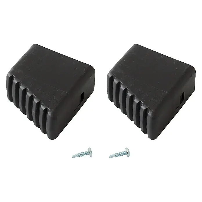Krause Monto Fußkappen - L x B x H: 130 x 110 x 30 mm, Passend für: Holmgröße 40 x 20 mm - Zwei schwarze Gerätefüße mit Schrauben für einen sicheren und rutschfesten Stand von Geräten auf Oberflächen.