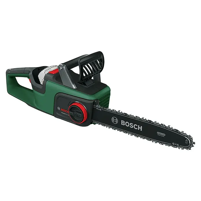 Bosch Power for All 36V Akku-Kettensäge AdvancedChain 36V-35-40 - 36 V, Li-Ionen, Ohne Akku, Schwertlänge: 35 cm - Eine akkubetriebene Bosch Kettensäge, ideal für Gartenarbeiten und Baumschnitt mit sicherem Griff und scharfer Kette.