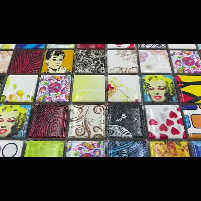 Mosaikfliese Quadrat Mix CG STAR - 30 x 30 cm, Mehrfarbig, Glänzend - CG STAR