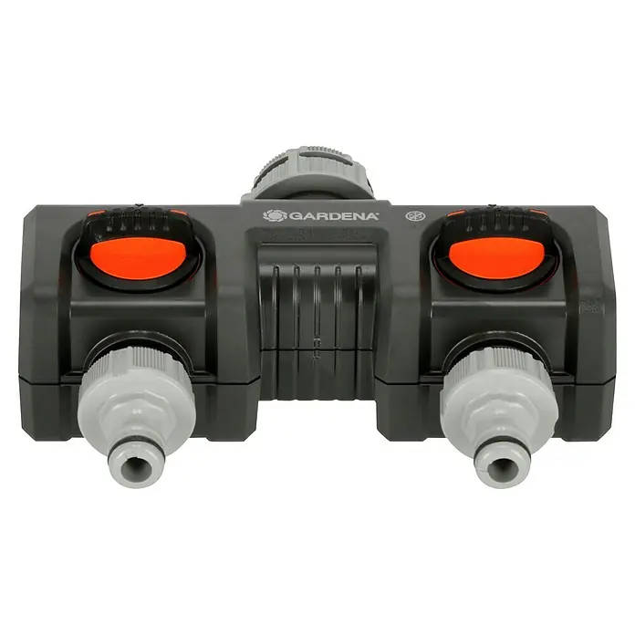 Gardena 2-Wege-Verteiler - Gewindegröße Wasserhahn: 26,5 mm (G 3/4“) - Gardena Wasserverteiler Automatic: Praktische Wasserverteilung für bis zu zwei Geräte, individuell regulierbar und einfach anzuschließen.