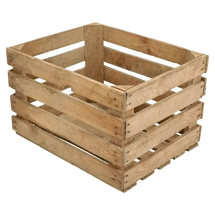 Obstkiste - Braun, L x B x H: 50 x 40 x 30 cm, Holz - Eine rustikale Holzkiste, ideal für Lagerung und Dekoration, mit sichtbarer Holzmaserung und rustikalem Charme.