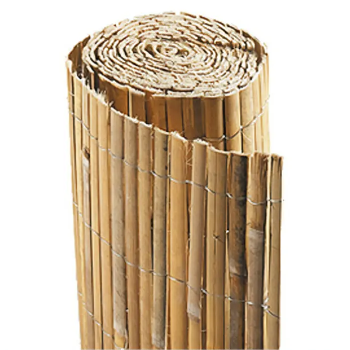 Videx Garden Sichtschutzmatte Shanghai - 90 x 300 cm, Bambus - Ein gerollter Bambuszaun. Die Bambusrohre sind mit Draht verbunden und bilden einen praktischen Sichtschutz für den Garten.