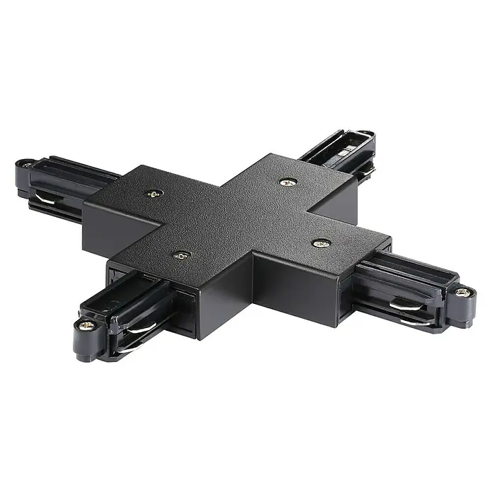 Nordlux Link Conector en X - L x An x Al: 17,2 x 17,2 x 1,8 cm, Negro - Un conector de carril de iluminación negro en forma de cruz para conectar cuatro carriles en ángulos de 90 grados.