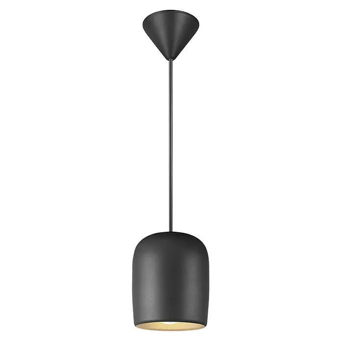 Nordlux Notti Lámpara colgante redonda - 25 W, Ø x Al: 10 x 12 cm, Negro, Negro, E27 - Lámpara colgante negra y elegante con pantalla cilíndrica, ideal para interiores modernos. Solución de iluminación con estilo para cualquier espacio.