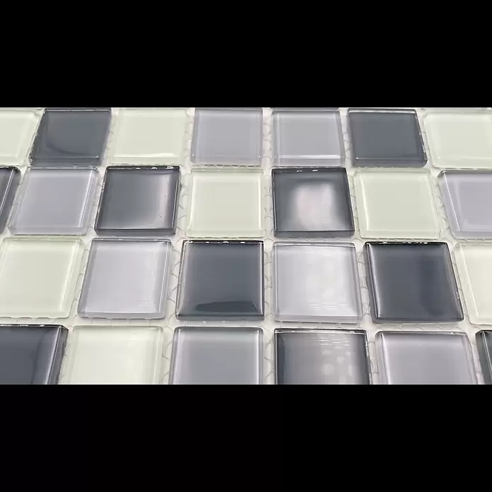 Mosaikfliese Quadrat Crystal Mix CM 4125 - 32,7 x 30,2 cm, Grau, Glänzend - CM 4125