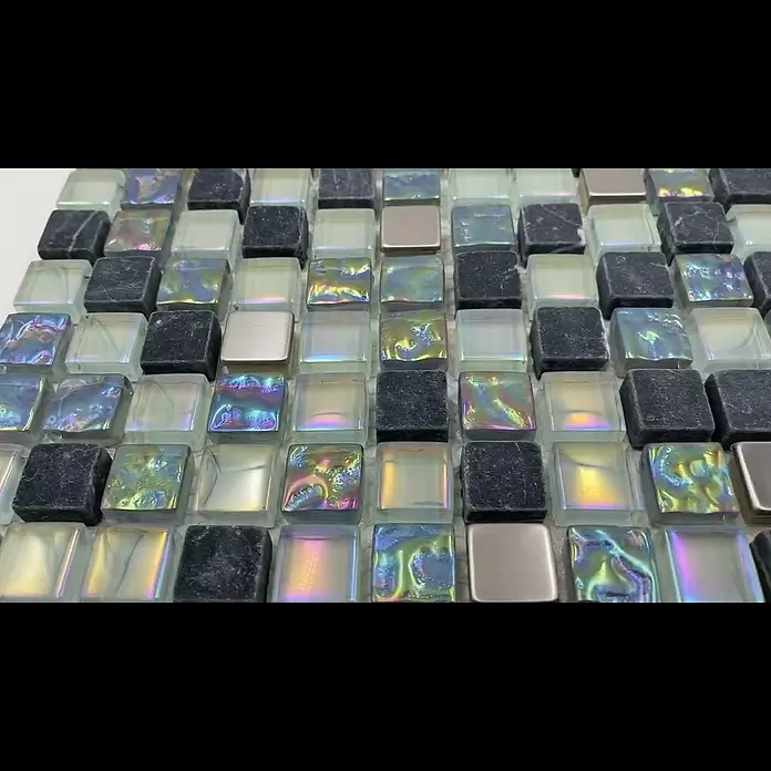Mosaikfliese Crystal Mix XCM M840 - 30,5 x 32,2 cm, Grau, Glänzend - XCM M840