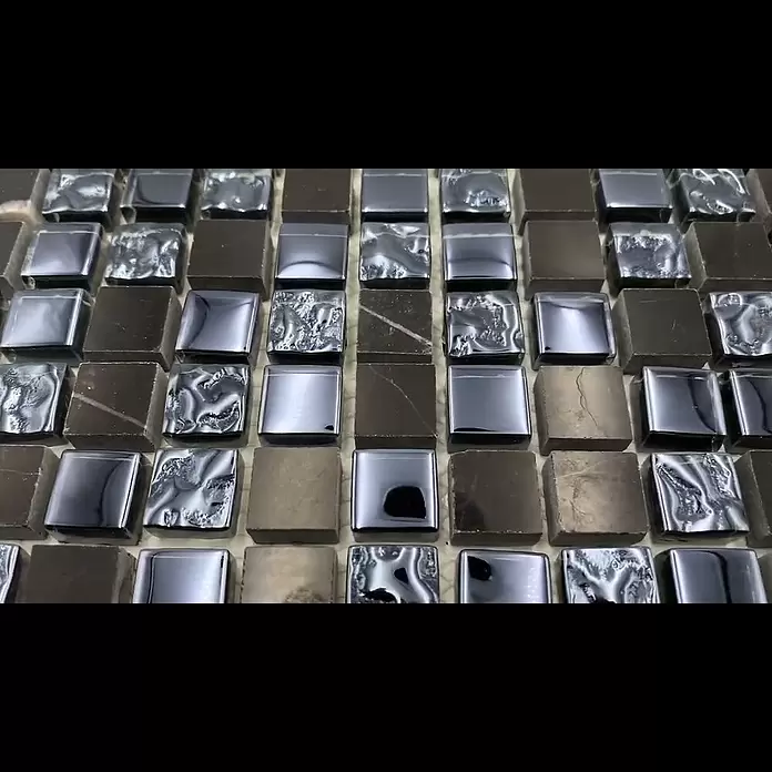 Mosaikfliese Quadrat Mix XCM M860 - 30,5 x 32,2 cm, Schwarz, Glänzend - XCM M860